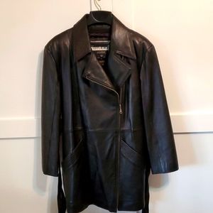 Wilsons Belle Studio Womens Large Leather Trench Zip Up Insulate Removable Vest